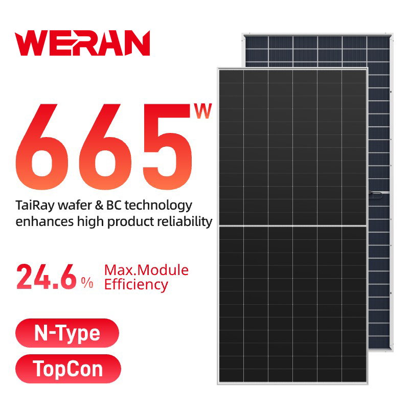 WERAN 640-670W HPBC 2.0 Çift Yüzlü Güneş Paneli – Yardımcı Program ve EPC Projeleri için OEM Arkadan Temaslı Çift Camlı PV Modülü