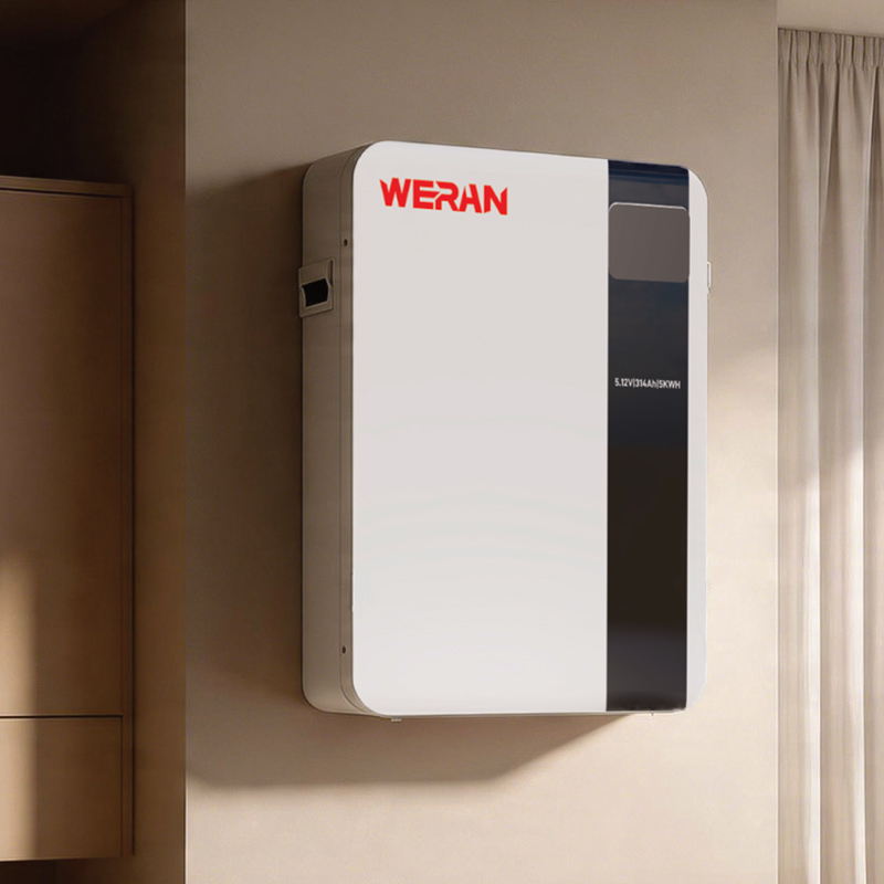 WERAN 51.2V 100Ah 5.12kWh Konut Güneş Enerjisi Depolama için Duvara Monte LiFePO4 Pil